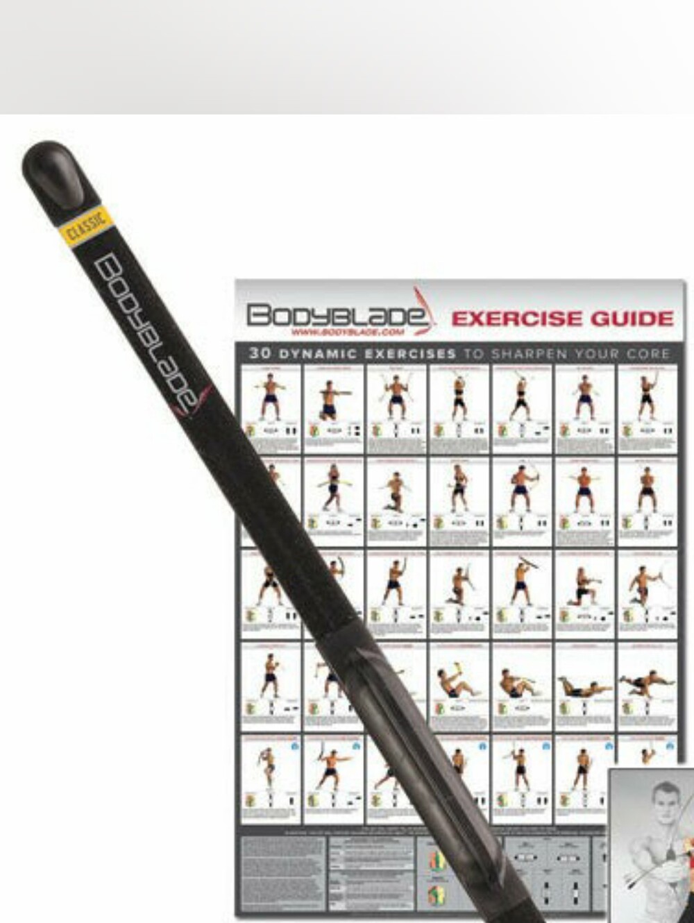 Bodyblade Classic Core Trainer Exercise Bar with Workout DVD & Chart Black